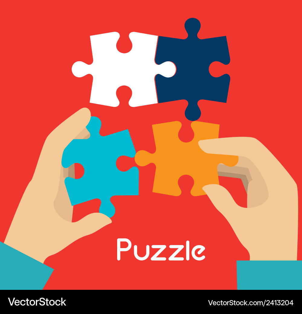 Puzzle design over red background vector image