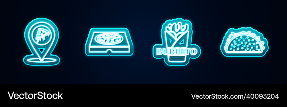 Set line location with slice pizza Set line location with slice pizza vector image