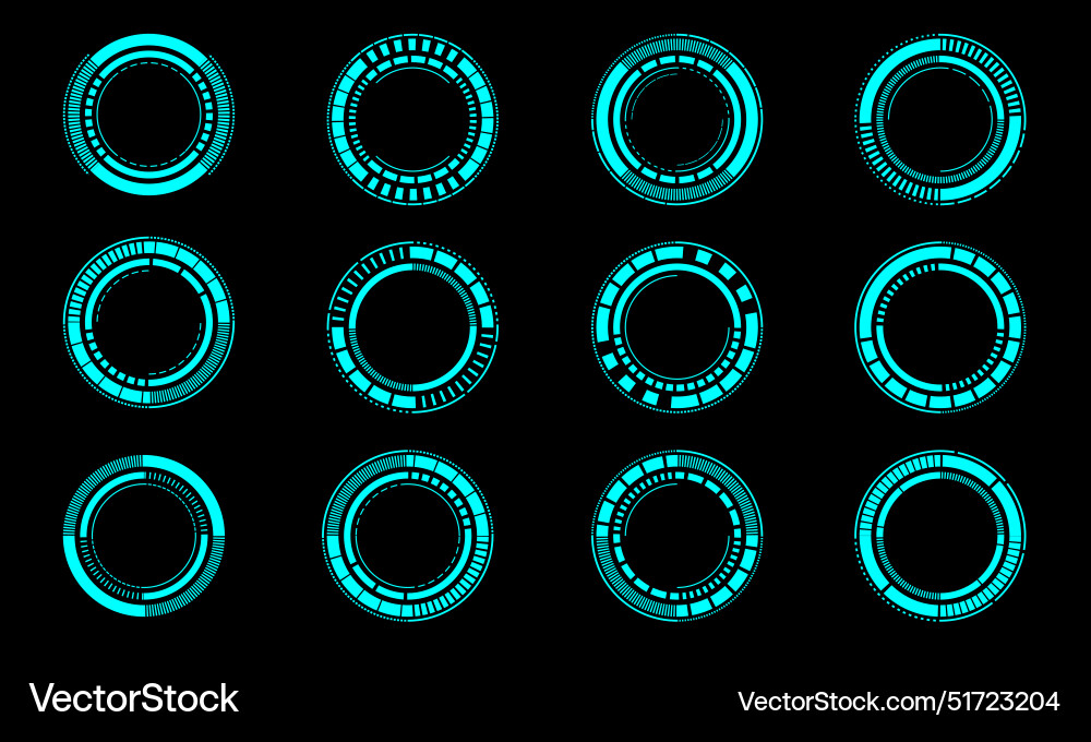 Set of sci fi blue circle user interface elements Set of sci fi blue circle user interface elements vector image