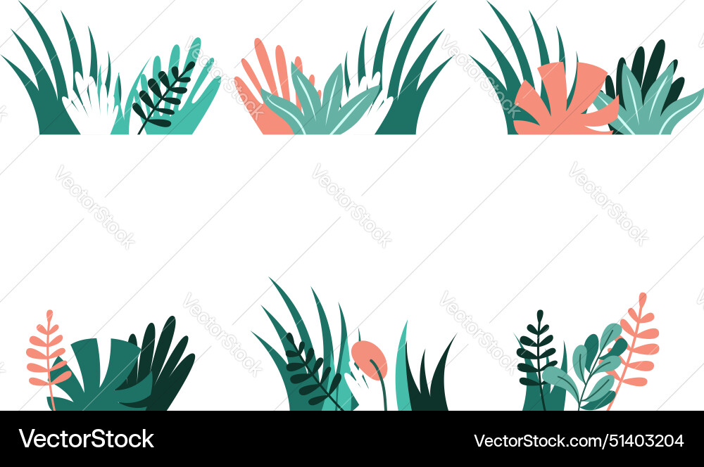 Set of tropical plant leaves in doodle style Set of tropical plant leaves in doodle style vector image