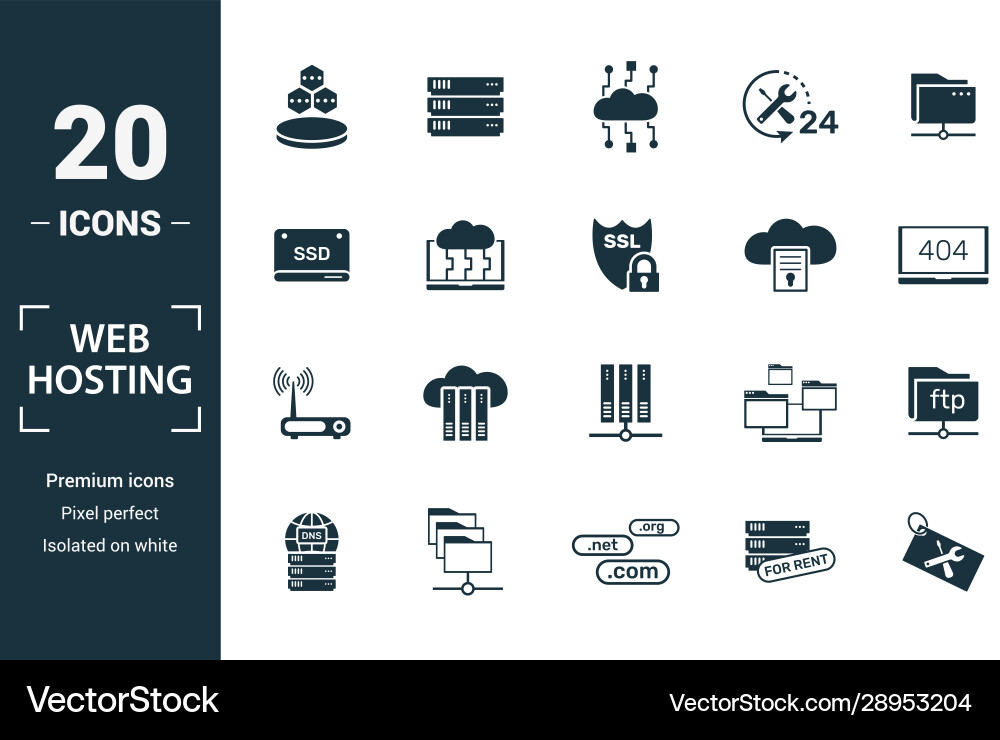 Web hosting icon set include creative elements Web hosting icon set include creative elements Vector Image