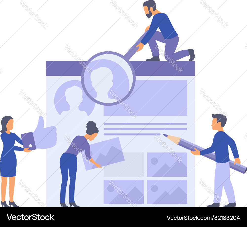 Working team and social network interface Vector Image