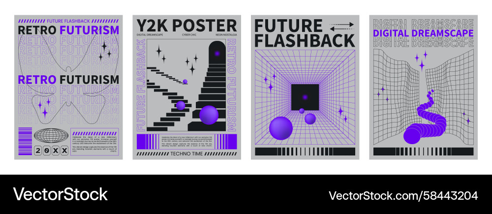 Y2K Grid Pattern Poster Vector Image