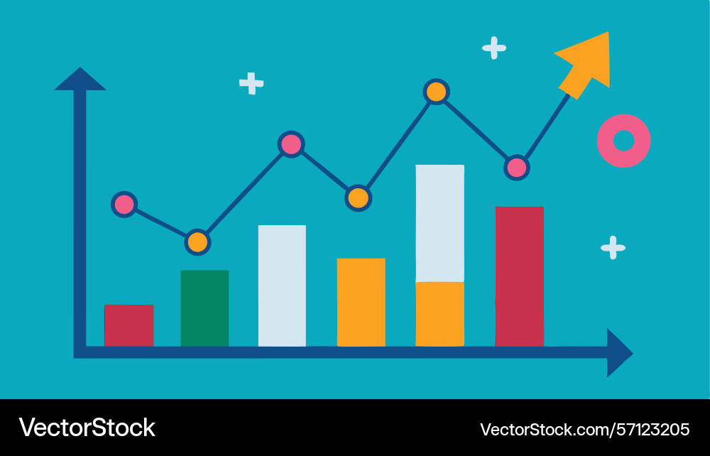 A bar graph with line chart overlayed A bar graph with line chart overlayed vector image