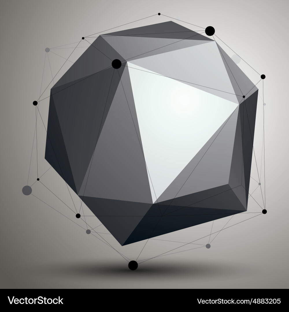 Asymmetric 3d abstract object with connected lines Vector Image