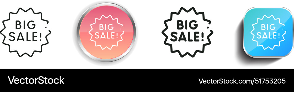 Big sale icon thin linear regular and button Big sale icon thin linear regular and button vector image