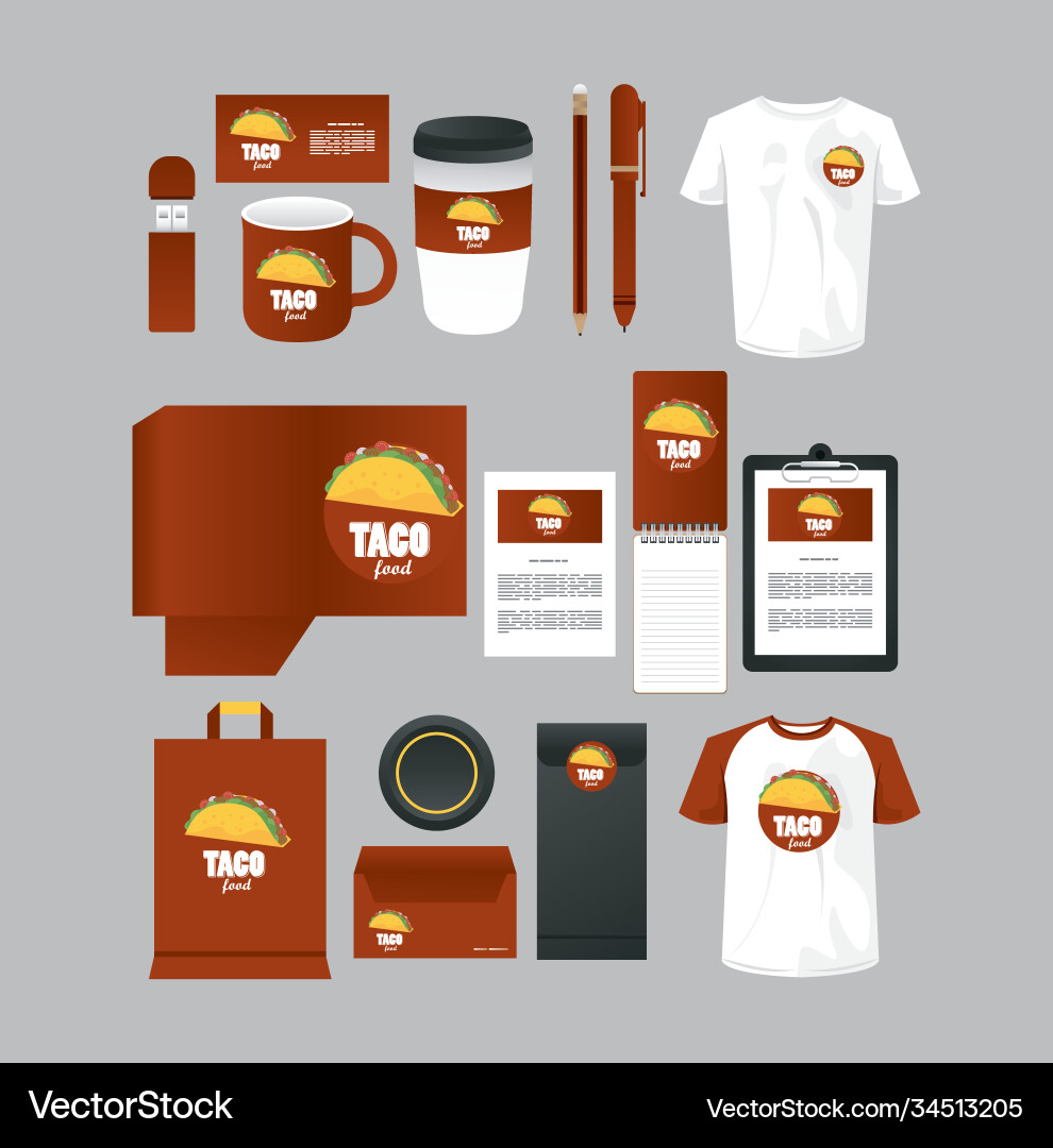 Bundle mexican food mockup elemente branding Bundle mexican food mockup elemente branding vektorbild