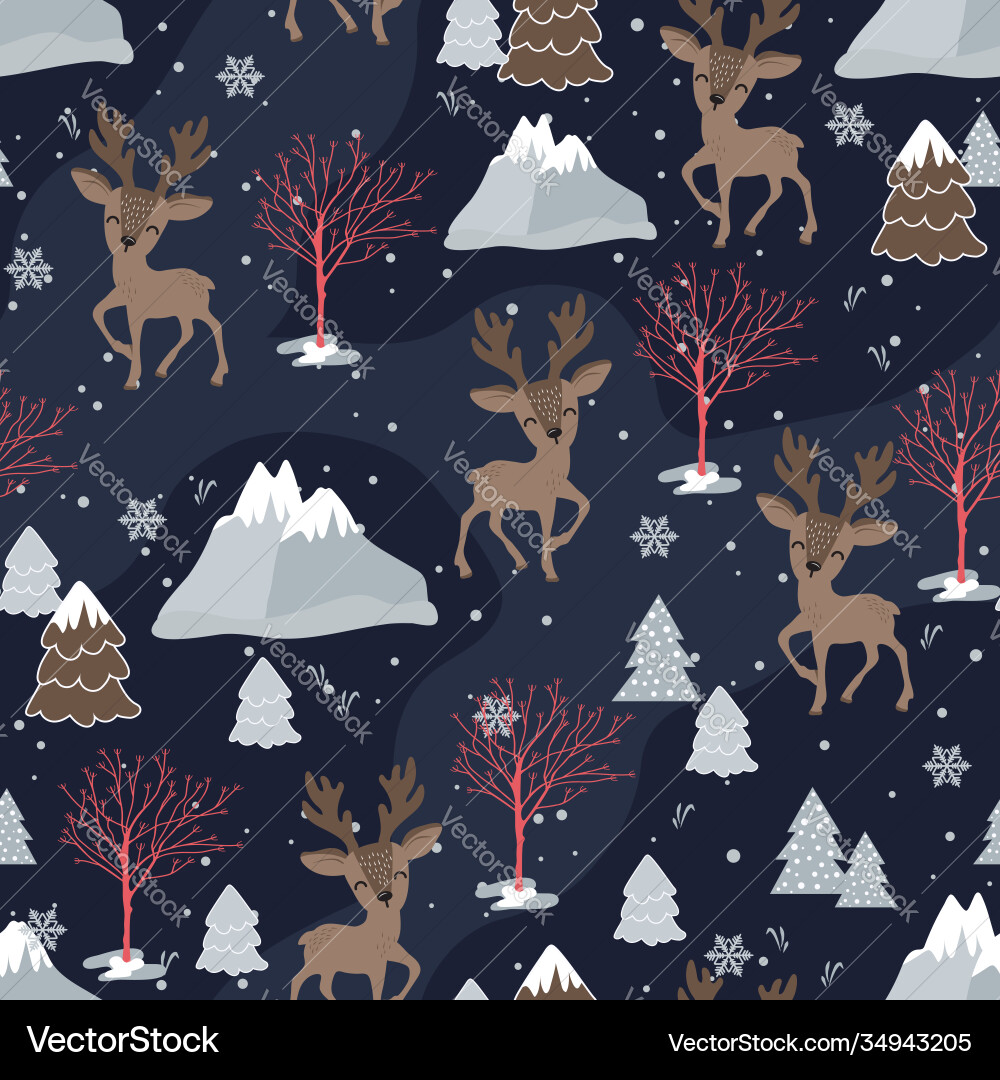 Christmas Reindeer Seamless Pattern Vector Image