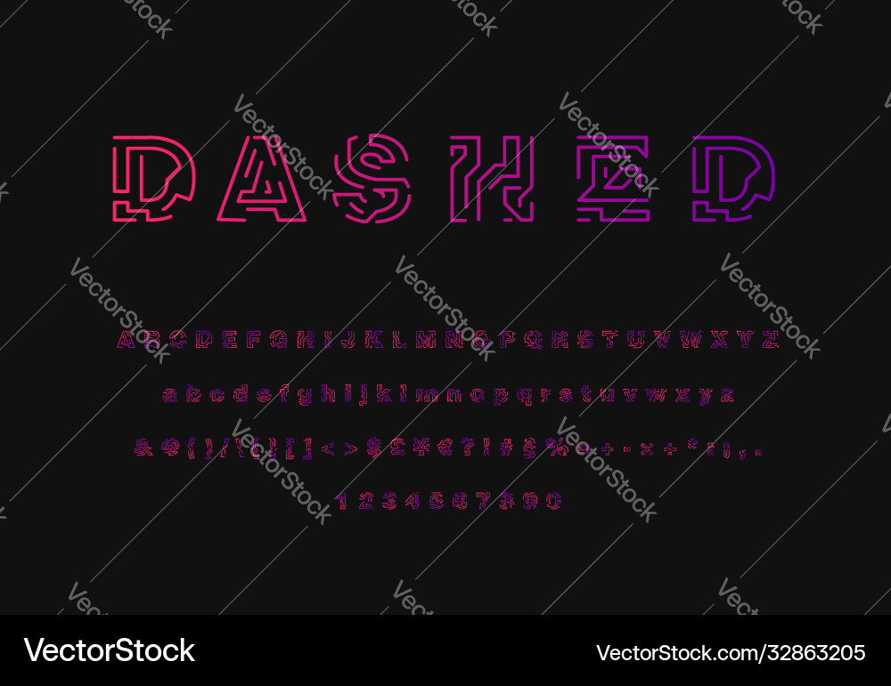 Colorful dashed stroke font set Colorful dashed stroke font set vector image