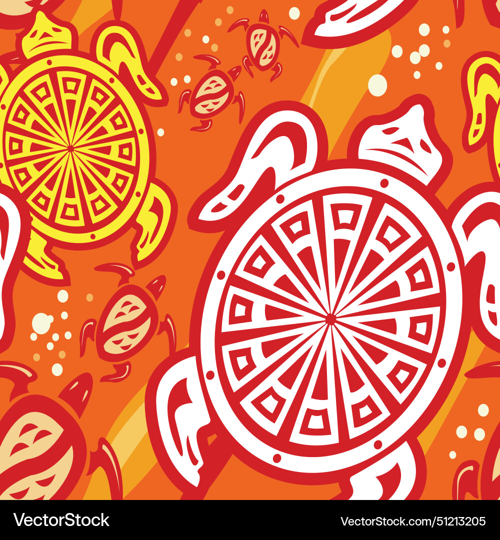Colorful pattern with turtle Vector Image
