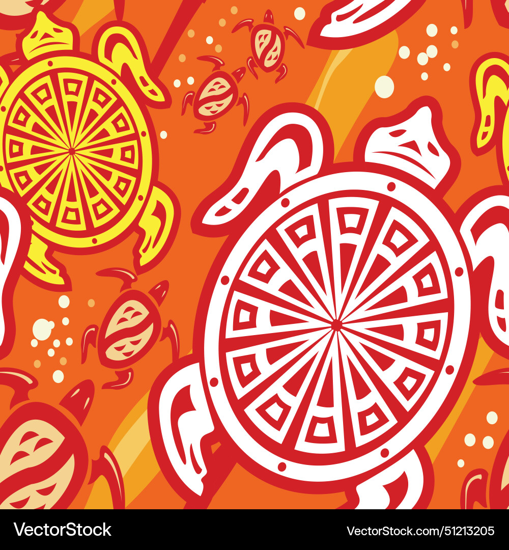 Colorful pattern with turtle vector image