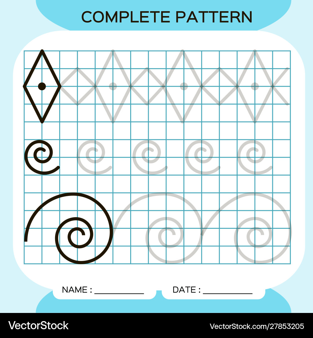 Complete pattern tracing lines activity for early Complete pattern tracing lines activity for early vector image