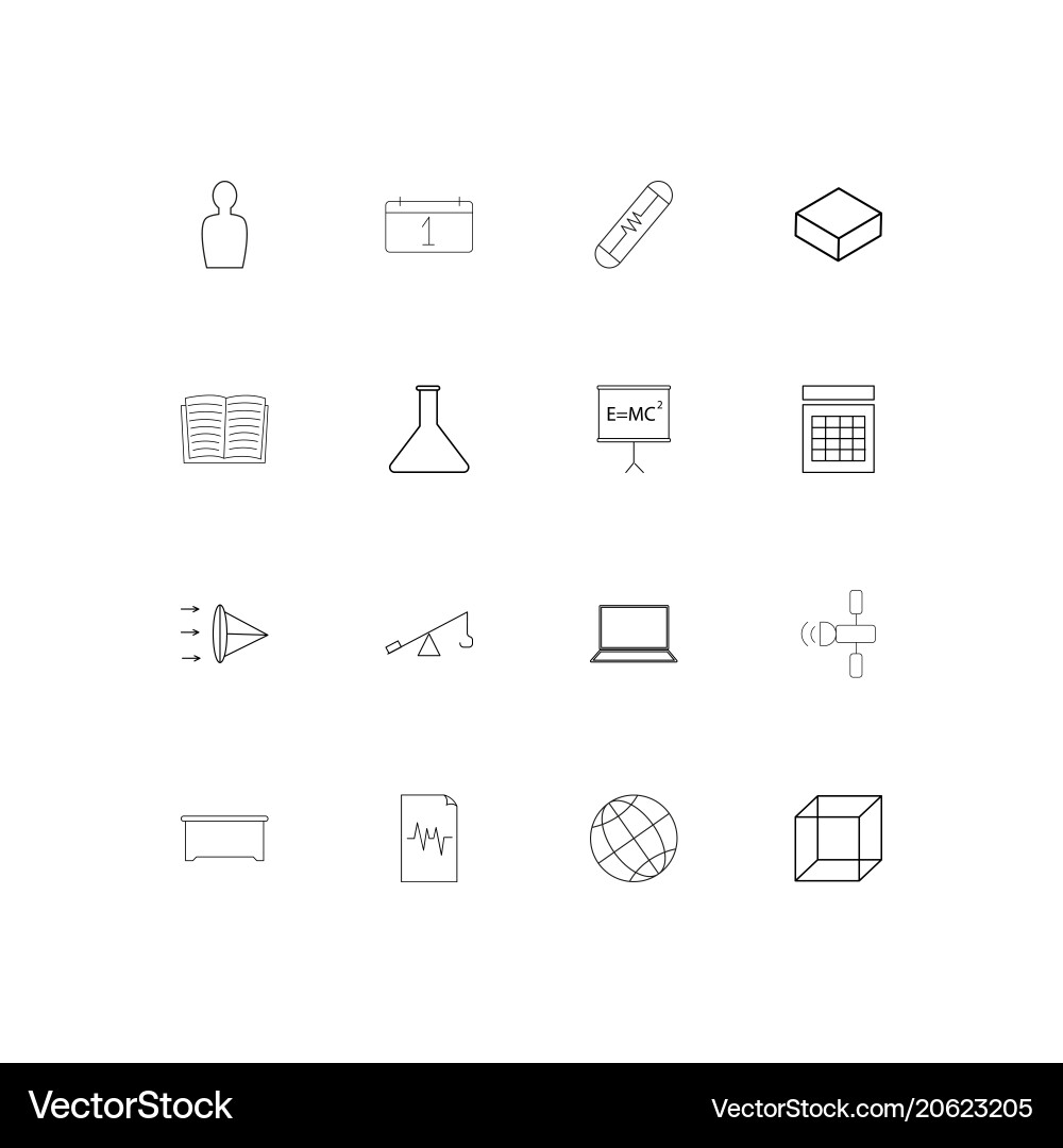 Education and science simple linear icons set vector image