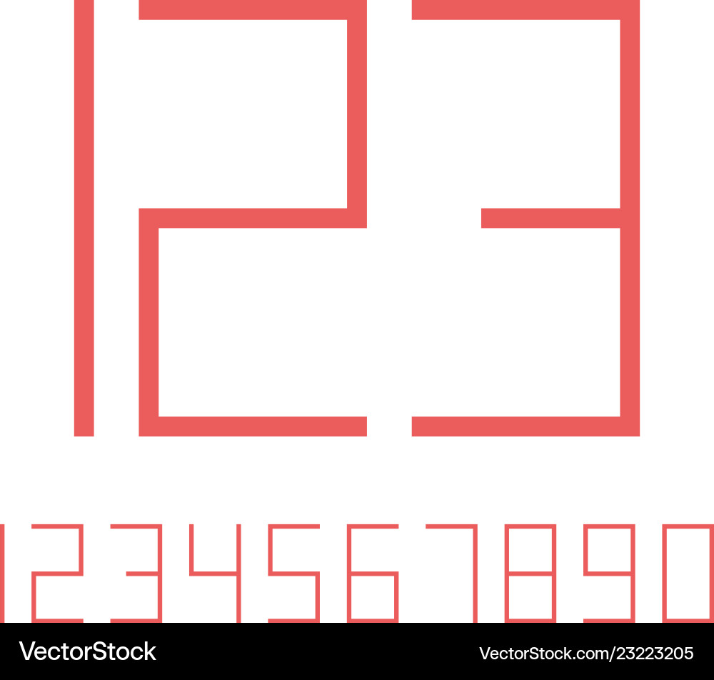 Geometric font line digital effect design numbers vector image