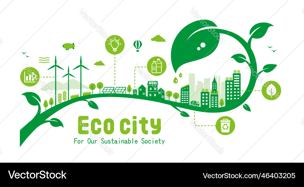 Green eco city sdgs ecology concept nature Green eco city sdgs ecology concept nature vector image