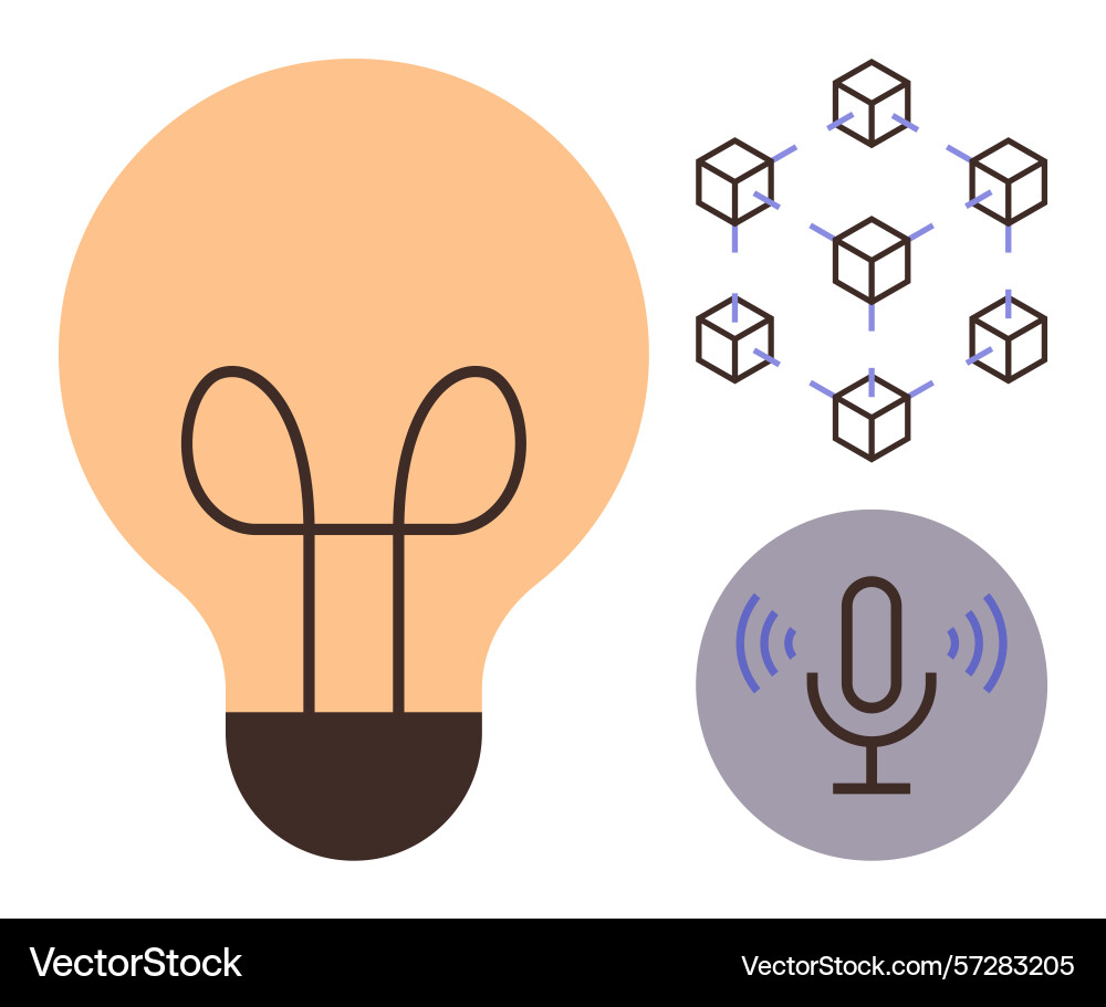 Innovation concept with lightbulb blockchain Vector Image