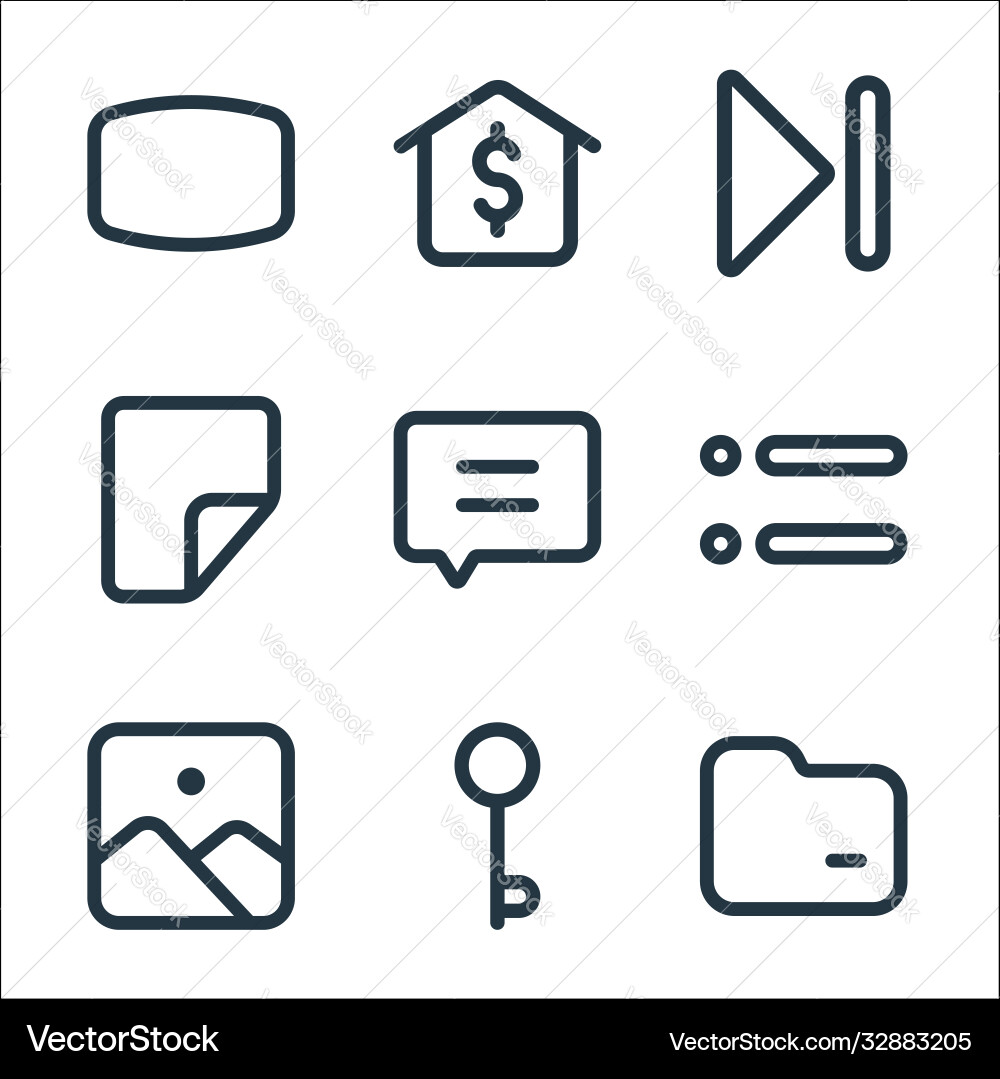 Interface line icons linear set quality Interface line icons linear set quality vector image