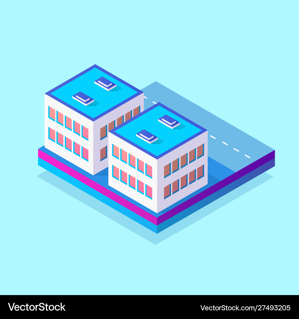 Isometric 3d module block district part Isometric 3d module block district part vector image