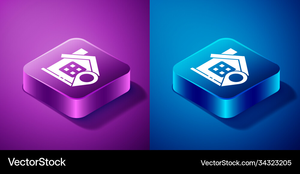 Isometric map pointer with house icon isolated Isometric map pointer with house icon isolated Vector Image