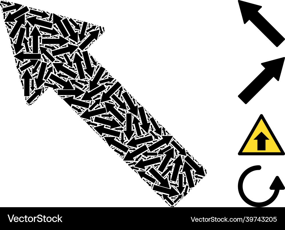 Left up arrow icon recursion collage Left up arrow icon recursion collage vector image