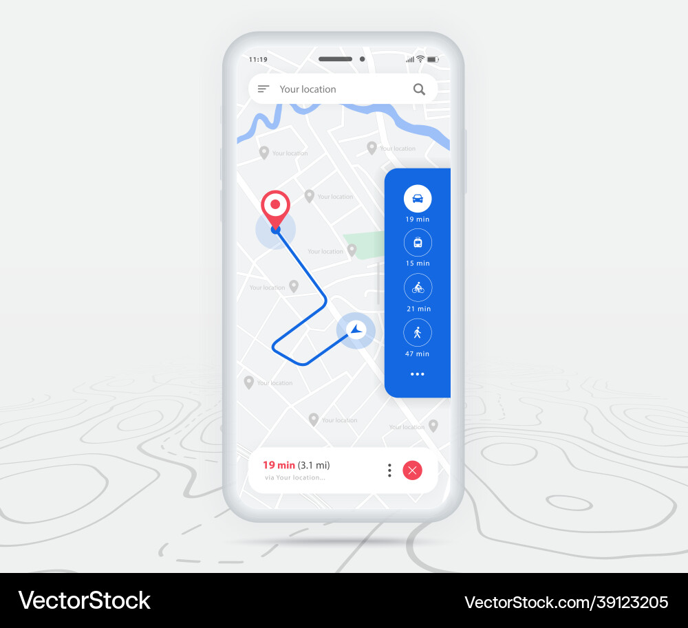Map gps navigation smartphone application Map gps navigation smartphone application vector image