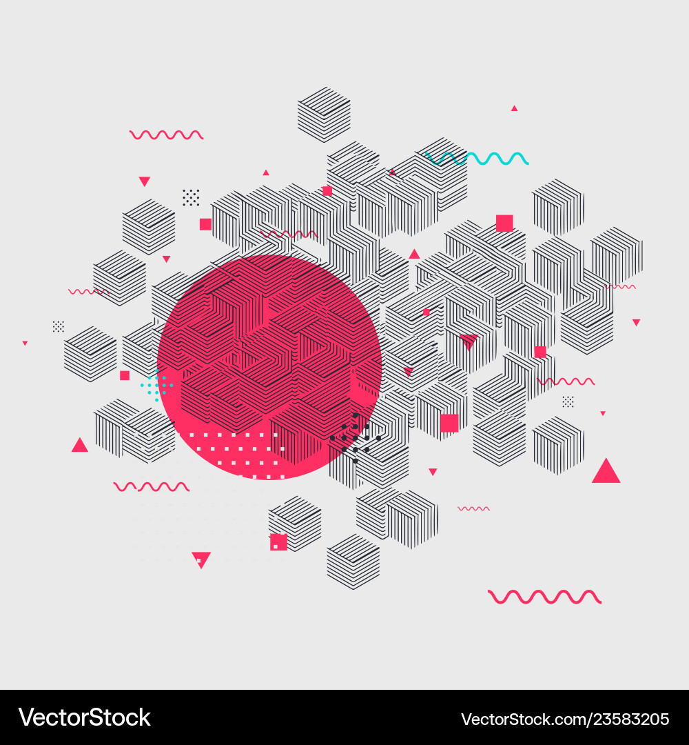 Memphis style geometric pattern with different Memphis style geometric pattern with different vector image
