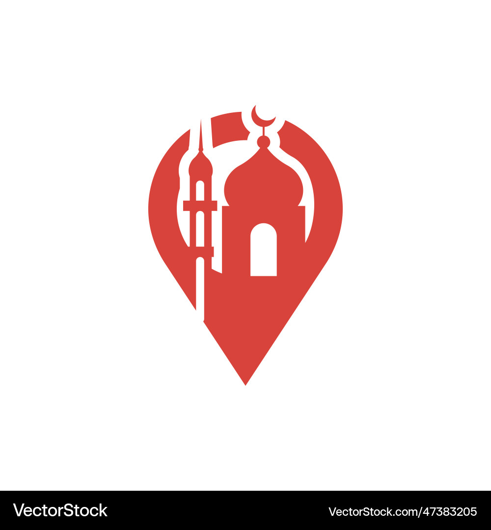 Mosque location map pin pointer icon logo design Vector Image