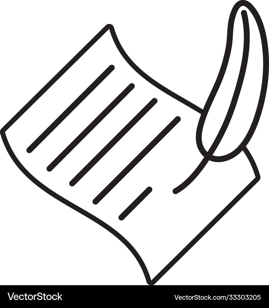 Paper sheet document with feather line style icon Vector Image