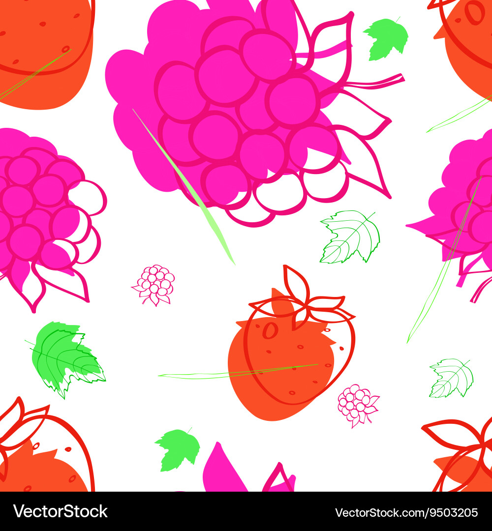 Pattern with the image of raspberries vector image
