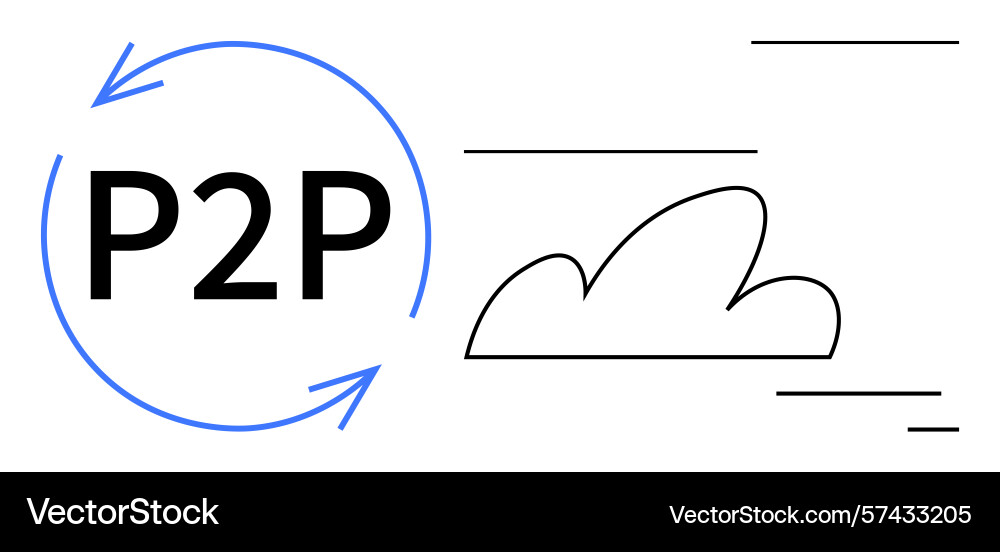 Peer-to-peer concept with arrows and a cloud vector image