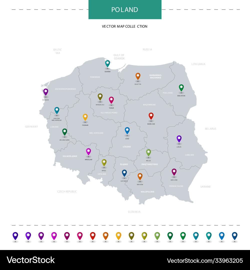 Poland Map with Location Points vector image