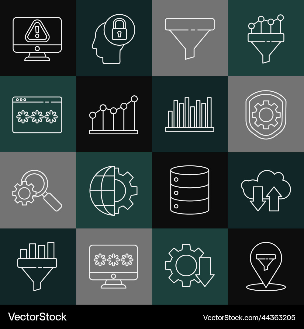 Set line location with sales funnel cloud Set line location with sales funnel cloud vector image