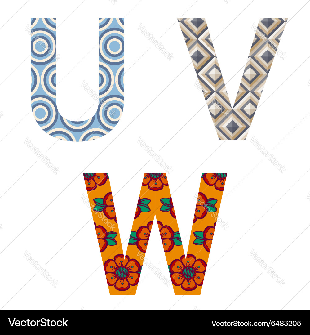 Set of colorful patterned letters vector image