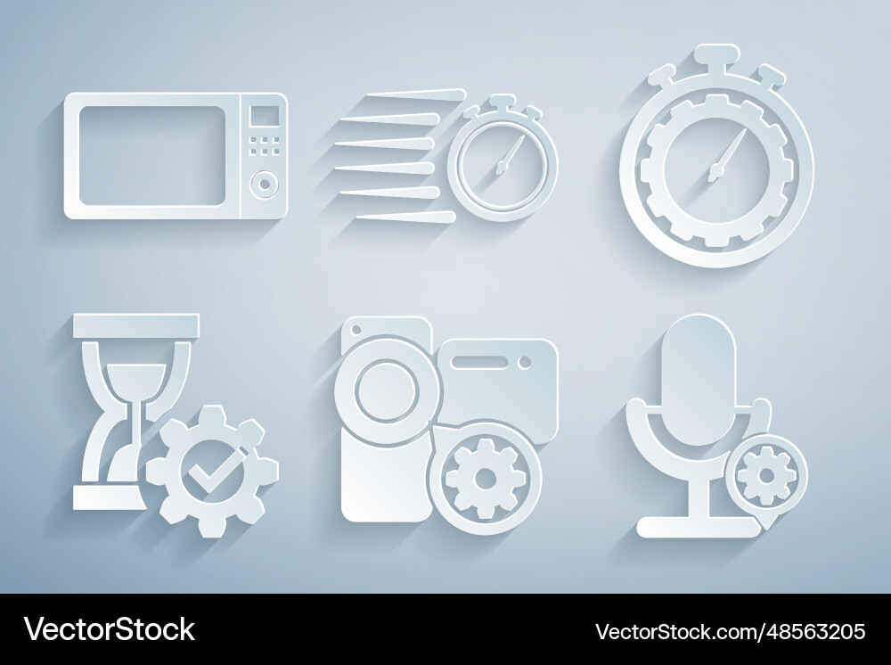 Set video camera setting time management Vector Image