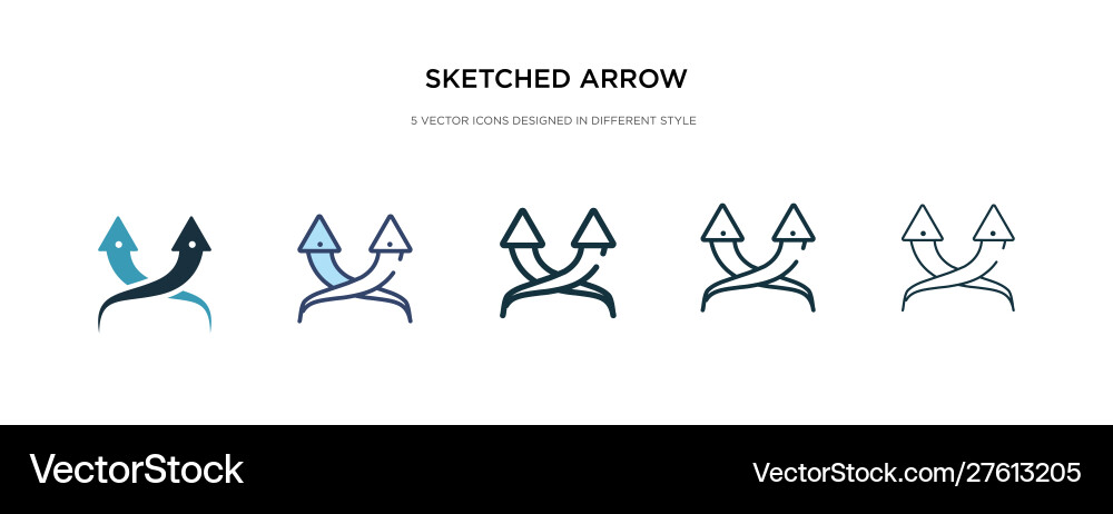 Sketched arrow icon in different style two vector image
