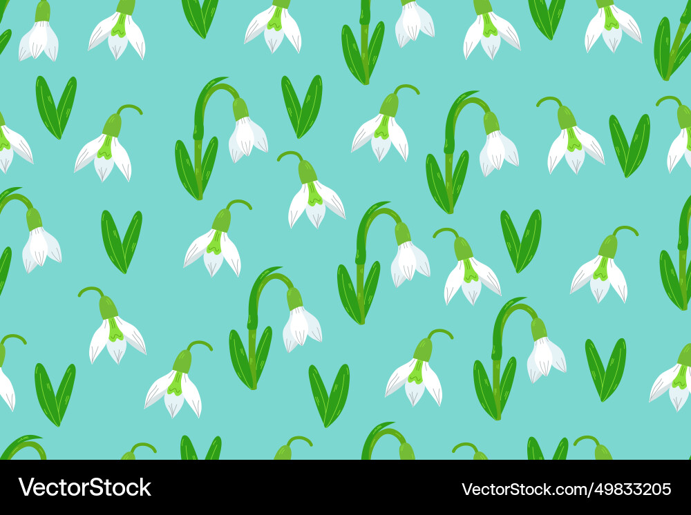 Snowdrops seamless pattern repeated texture Snowdrops seamless pattern repeated texture Vector Image