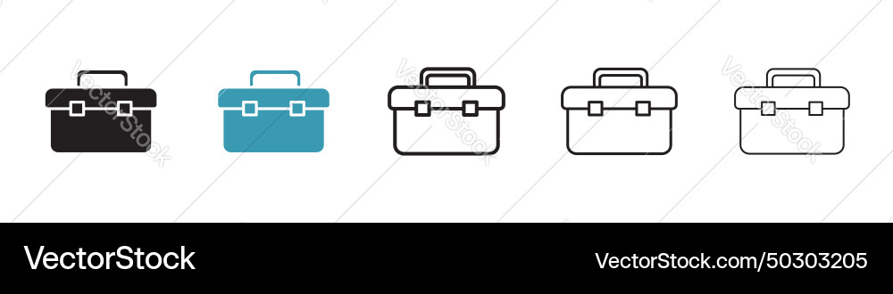Toolbox icon set tool box kit symbol in a black Vector Image