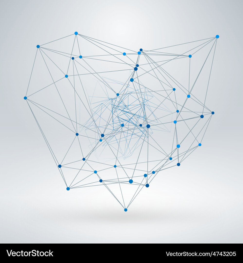 Wireframe polygonal Element abstrakt 3d Objekt vektorbild