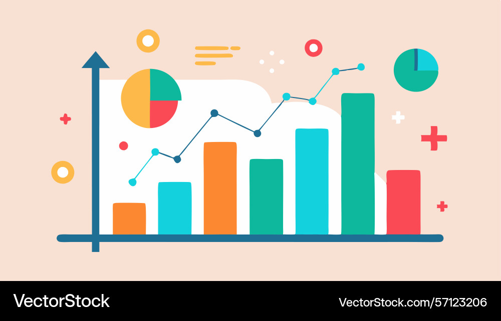 A bar graph with line chart overlayed A bar graph with line chart overlayed vector image
