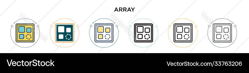 Array icon in filled thin line outline and stroke Array icon in filled thin line outline and stroke vector image