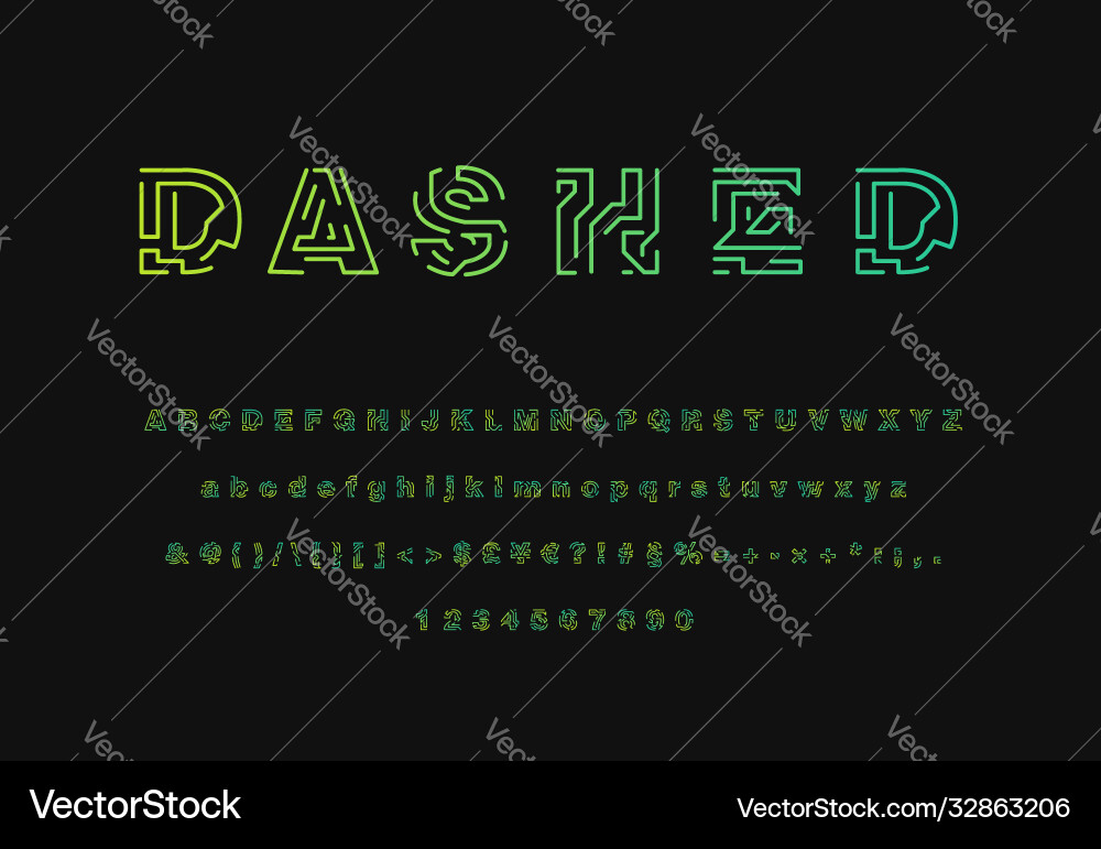 Colorful dashed stroke font set Colorful dashed stroke font set vector image
