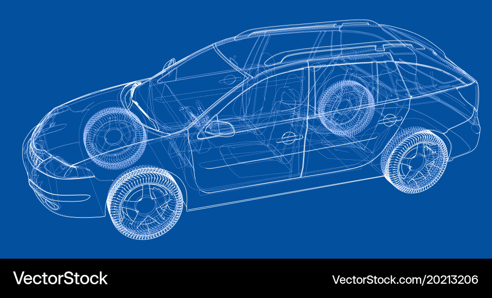 Concept car rendering of 3d Vector Image