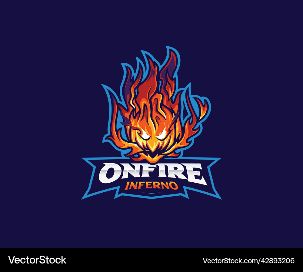 Fiery Monster Logo - Ball of Fire Vector Image