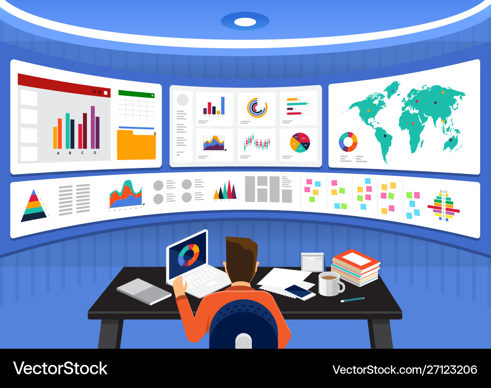 Flat design concept data analysis visualize Flat design concept data analysis visualize vector image