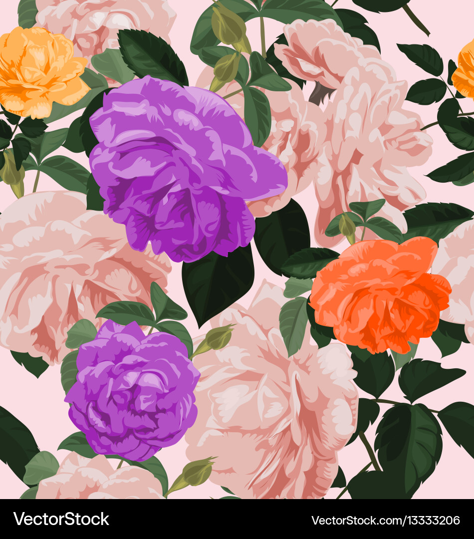 Floral Rose Seamless Pattern Vector Image