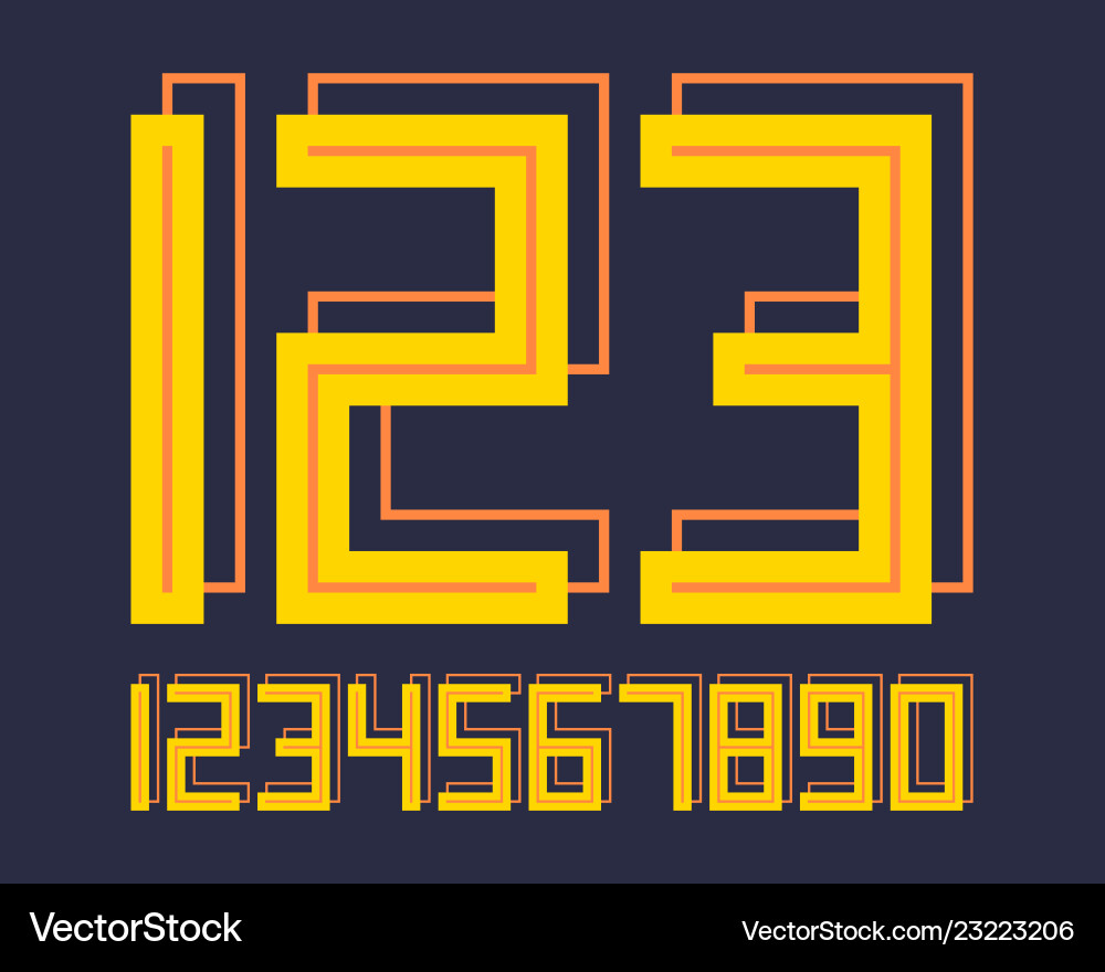 Geometric font 3d effect design numbers space vector image