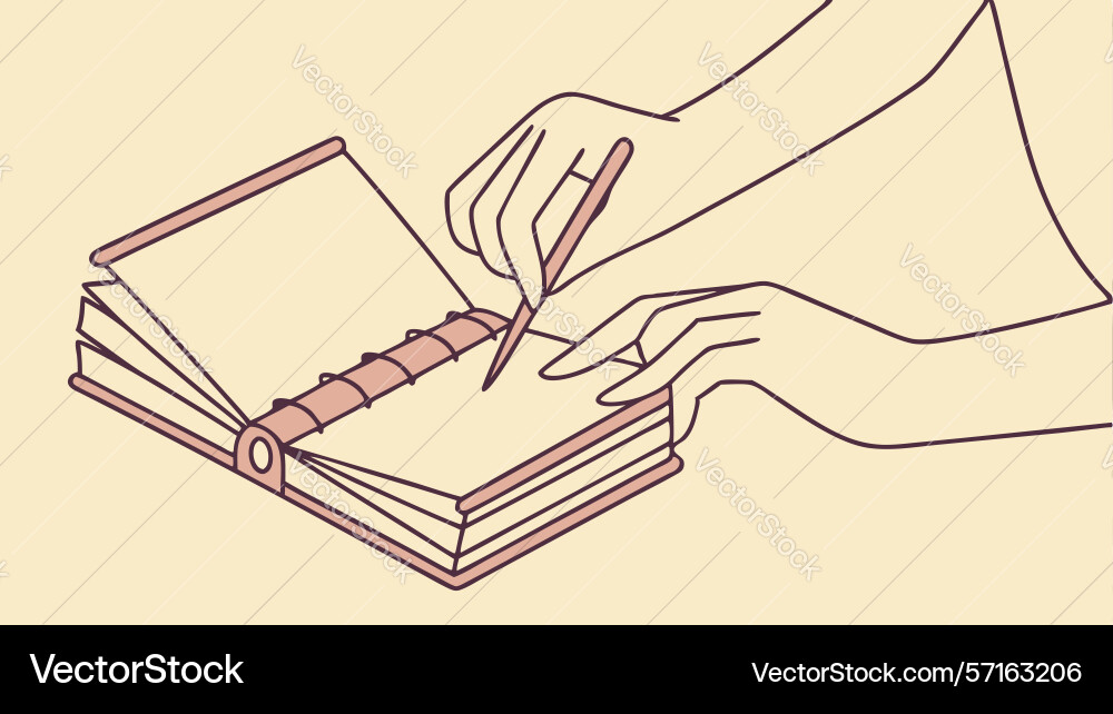 Hands or writing in a notebook design generative vector image