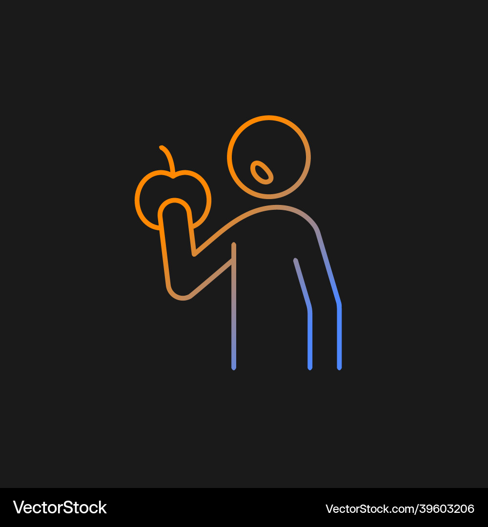 Man with apple gradient icon for dark theme Man with apple gradient icon for dark theme vector image