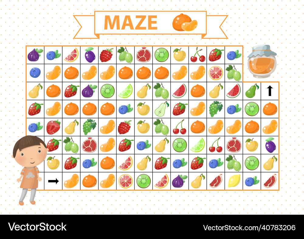 Maze game for children find the correct path Vector Image