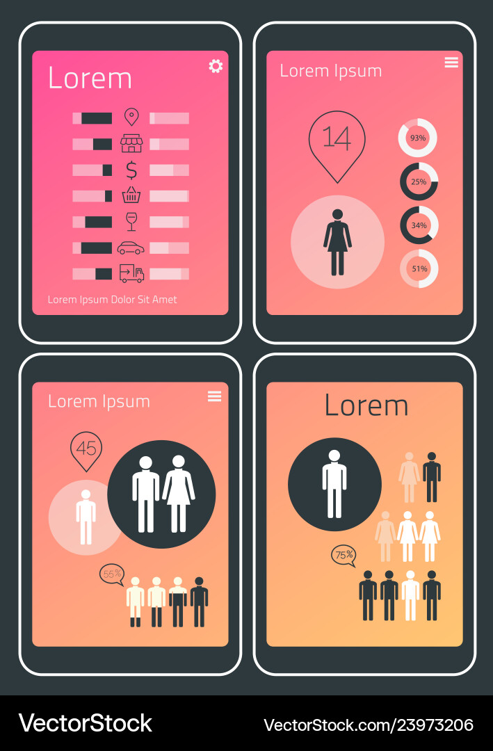 Mobile app ui chart and diagram screens mockup kit Mobile app ui chart and diagram screens mockup kit vector image